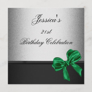 Elegant 21. Geburtstag Schwarzer Silbermedaillenbo Einladung