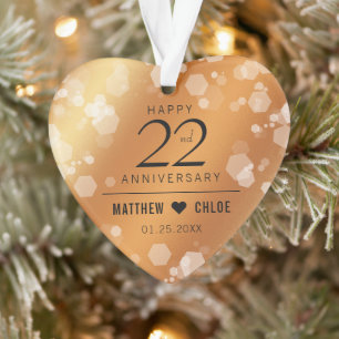 Élégant 22e anniversaire Mariage de cuivre acryliq