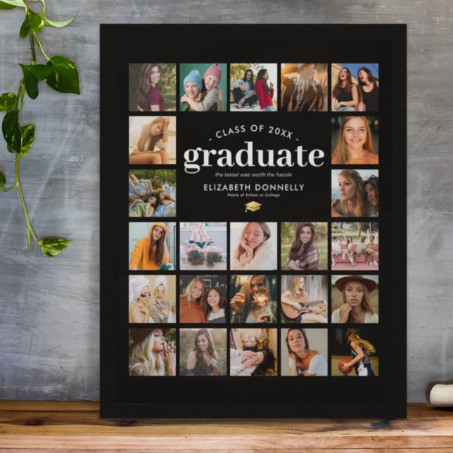 Elegant 24 Photo Collage Graduation Poster (Créateur téléchargé)