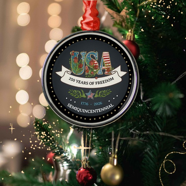 Elegant 250th Anniversary Bold Charcoal Silver  Ornament Aus Metall (Elegant 250th Anniversary Bold Charcoal Silver Metal Ornament)