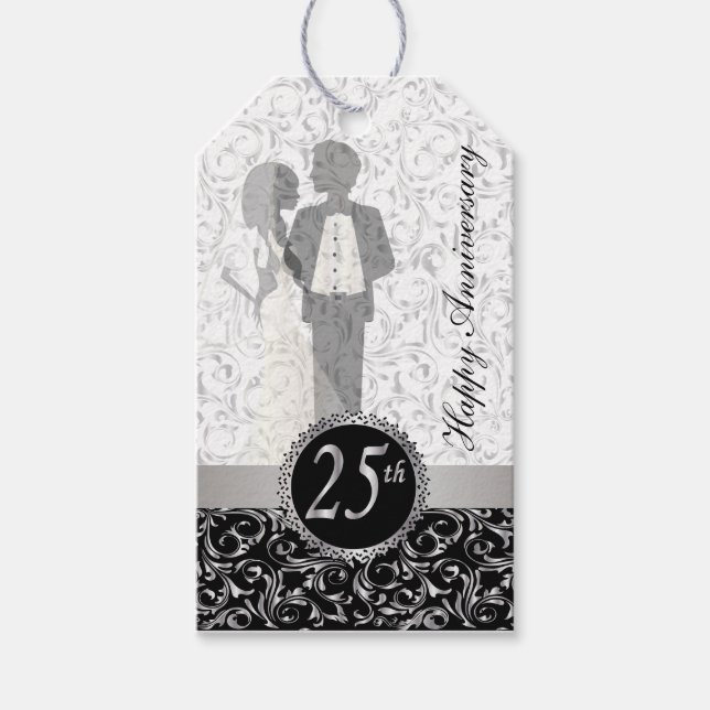 Elegant 25 Jahre Geschenkanhänger (Vorderseite)