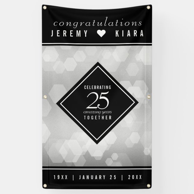 Elegant 25. Silberhochzeit Banner (Vertikal)