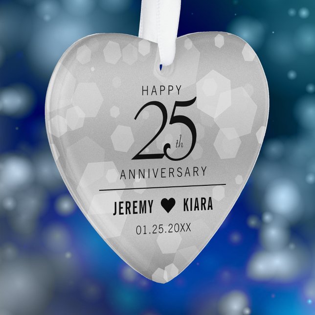 Elegant 25. Silberhochzeit Ornament (Elegant 25th Silver Wedding Anniversary Acrylic Ornament Cover Photo.)