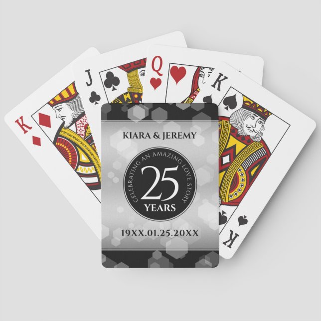 Elegant 25. Silberhochzeit Spielkarten (Rückseite)