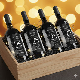 Elegant 25. Silberhochzeit Weinetikett