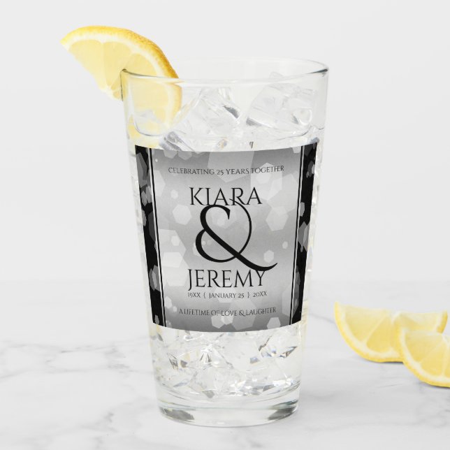 Elegant 25th Silver Wedding Anniversary Glas (Vorderseite Ice)