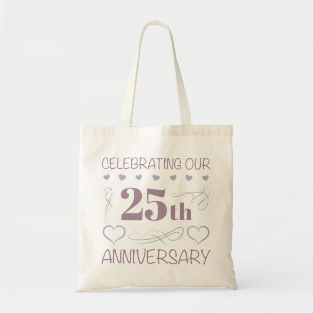 Elegant 25th Wedding Anniversary Purple Tragetasche (Vorne)