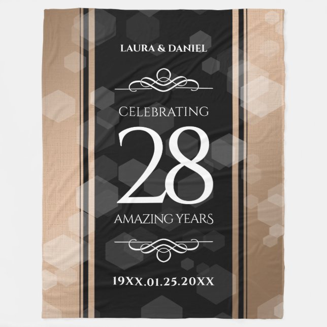 Elegant 28. Linen Hochzeitstag Feier Fleecedecke (Vorderseite)