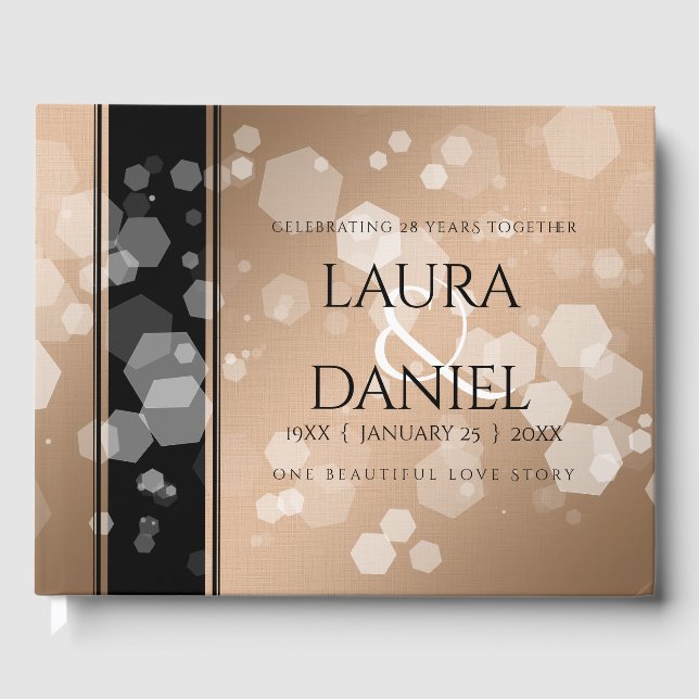 Elegant 28. Linen Hochzeitstag Feier Gästebuch (Vorderseite)