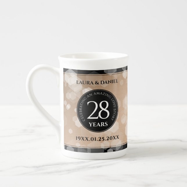 Elegant 28. Linen Hochzeitstag Feier Prozellantasse (Links)