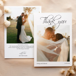 Elegant 2 Foto Calligraphy Overlay Vielen Dank Dankeskarte