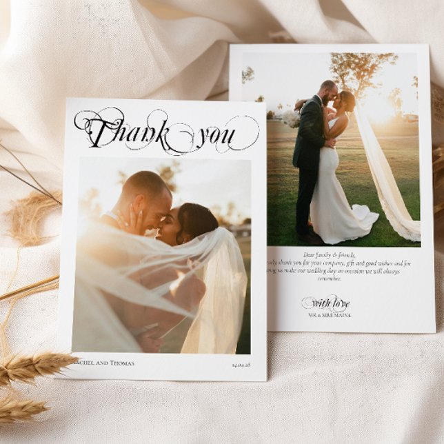 Elegant 2 Foto Kalligraphie Danke für die Hochzeit (Von Creator hochgeladen)