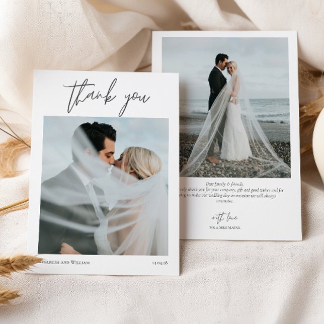 Elegant 2 Foto Kalligraphie Danke für die Hochzeit (Von Creator hochgeladen)