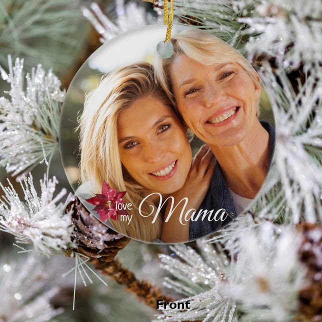 Elegant 2 Foto Mutter von Tochter Weihnachten Keramik Ornament (Front)
