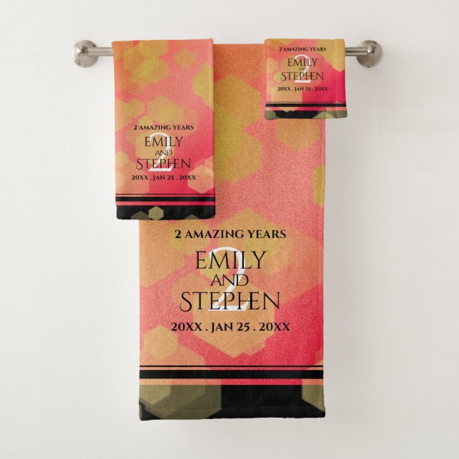 Elegant 2. Garnet Hochzeitstag Badhandtuch Set (Insitu)