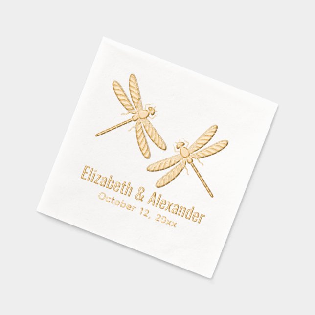 Élégant 2 libellules Mariage Nom du couple Date (Gauche)
