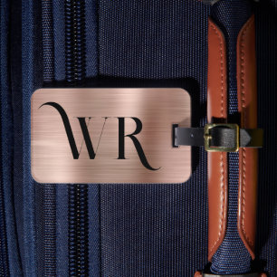 Elegant 2 Monogramm Erstrosa Rose Gold Metal Gepäckanhänger