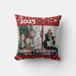 Elegant 2 Photo Red Keepsake Family Photo Kissen