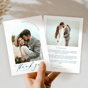Élégant 2 Photos Mariage Carte de remerciements