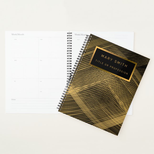 Elégant 2in1 Luxe Gold Carte de visite noir & (Devant avec enveloppe)