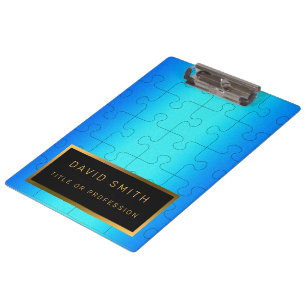 Elegant 2u1 Royal Blue Metal Business Card & Klemmbrett