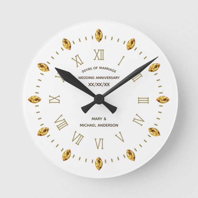Elegant 30 40 45 50 55 60 Jubiläum Custom Runde Wanduhr (Vorderseite)