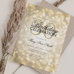 Elegant 30. Geburtstag Glam Gold Shimmer Lichter Einladung