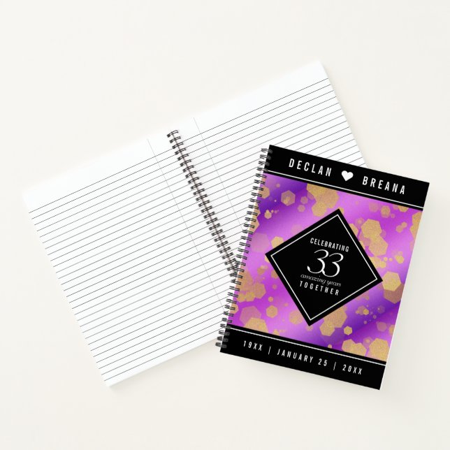 Elegant 33. Amethyst Wedding Anniversary Notebook Notizbuch (Innenseite)
