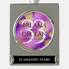 Elegant 33. Geburtstag von Amethyst Banner-Ornament Silber