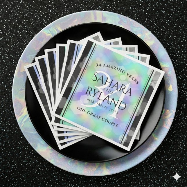 Elegant 34. Opal Hochzeitstag Serviette (Elegant 34th Opal Wedding Anniversary Napkins Cover Photo)