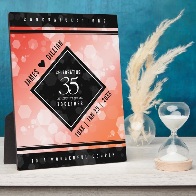 Elegant 35. Coral Wedding Anniversary Plaque Fotoplatte (Seite)