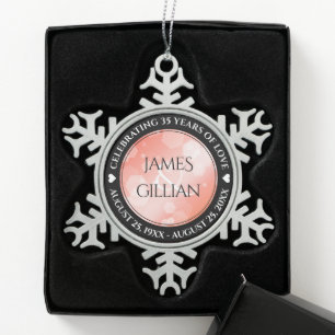 Elegant 35. Korallenhochzeit Schneeflocken Zinn-Ornament