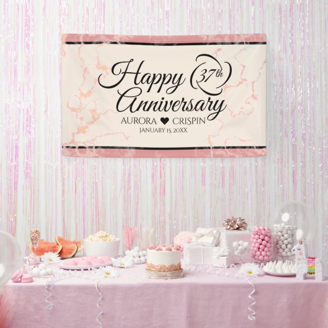 Elegant 37. Alabaster Hochzeitstag Banner (Party)