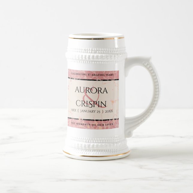 Elegant 37. Alabaster Hochzeitstag Bierglas (Rechts)