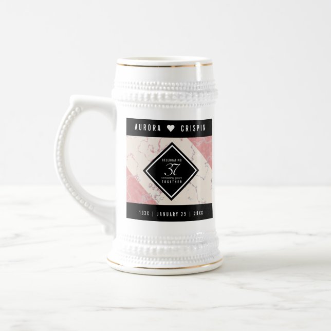 Elegant 37. Alabaster Hochzeitstag Bierglas (Links)