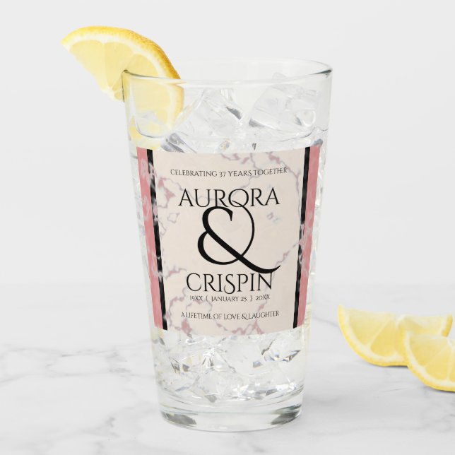 Elegant 37. Alabaster Hochzeitstag Glas (Vorderseite Ice)