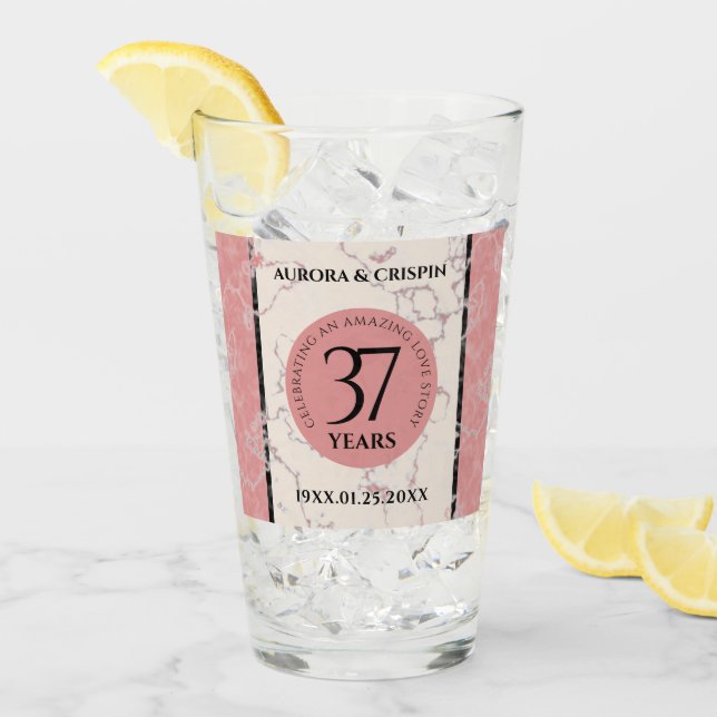 Elegant 37. Alabaster Hochzeitstag Glas (Vorderseite Ice)