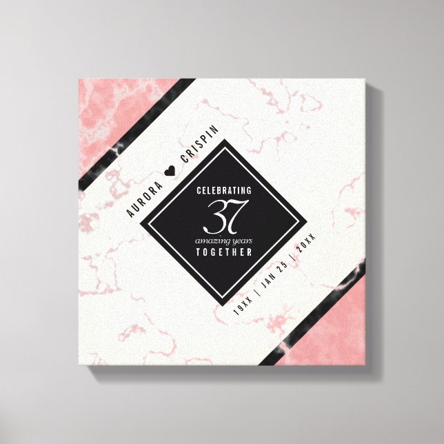 Elegant 37. Alabaster Hochzeitstag Leinwanddruck (Vorderseite)