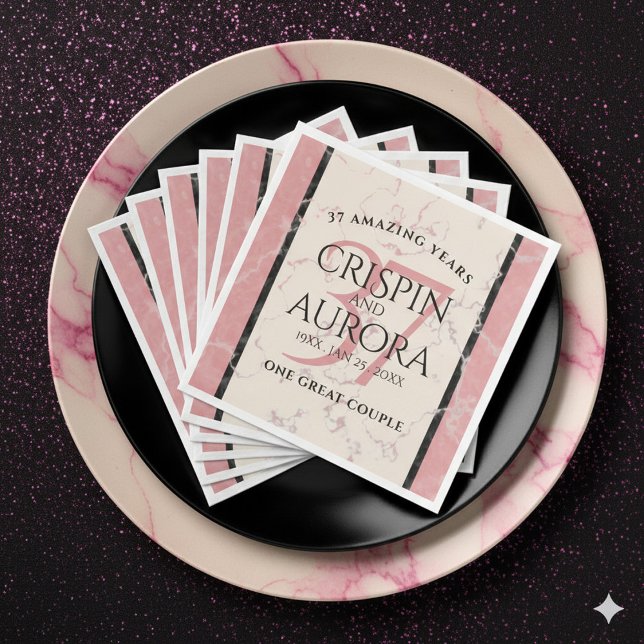 Elegant 37. Alabaster Hochzeitstag Serviette (Elegant 37th Alabaster Wedding Anniversary Napkins Cover Photo)