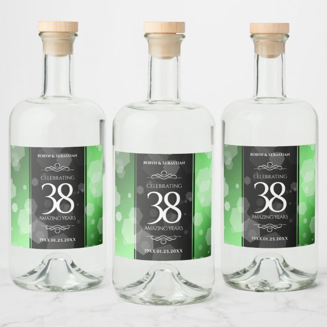 Elegant 38. Emerald Wedding Jubiläum Alkoholflaschenetikett (Flaschen)