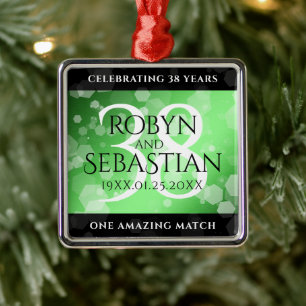 Elegant 38. Emerald Wedding Jubiläum Ornament Aus Metall
