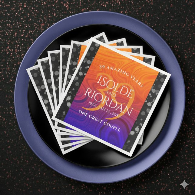 Elegant 39th Agate Wedding Anniversary Celebration Serviette (Elegant 39th Agate Wedding Anniversary Napkins Cover Photo)