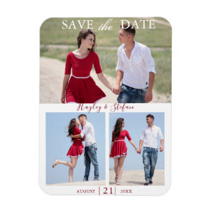 Elegant 3 Couple Foto Wedding Save the Date Magnet