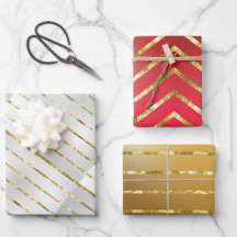 Elegant 3 Farben Gold Frohe Weihnachtswrapping Pap