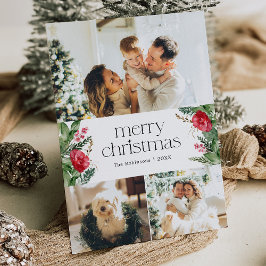 Elegant 3 Foto Winter Botanisch Frohe Weihnachten