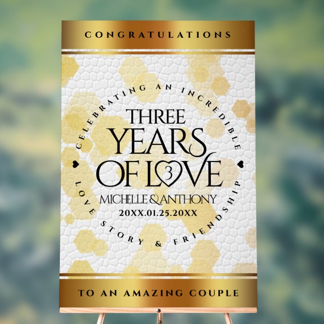 Elegant 3. Lederhochzeit Acrylschild (Neutral)