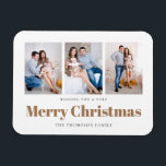 Elegant 3 Photos Family Merry Christmas  Magnet<br><div class="desc">Elegant 3 Photos Family Merry Christmas.   Simply replace the sample images with your own favorites and personalise the text as required.</div>