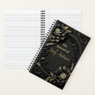 Elegant 3D geprägtes florales personalisiertes Maß Notizbuch