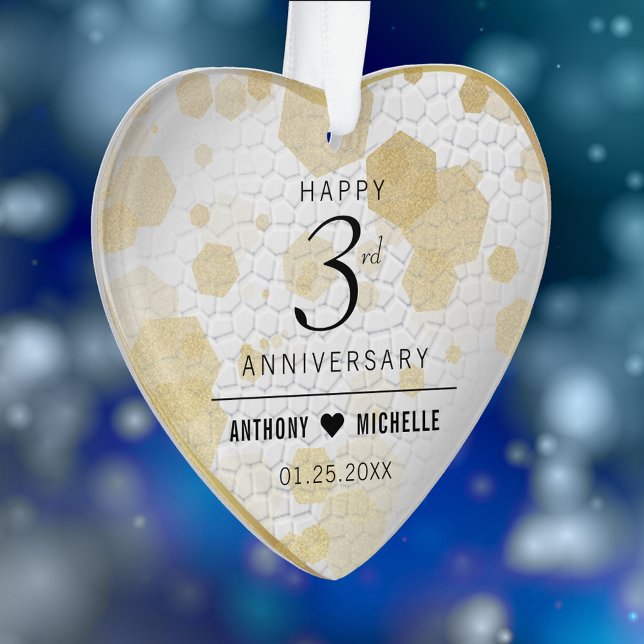 Élégant 3ème anniversaire Mariage en cuir (Elegant 3rd Leather Wedding Anniversary Acrylic Ornament Cover Photo.)