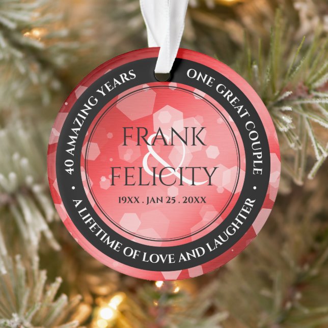 Elegant 40. 80. Ruby Wedding Jubiläum Ornament (Baum)